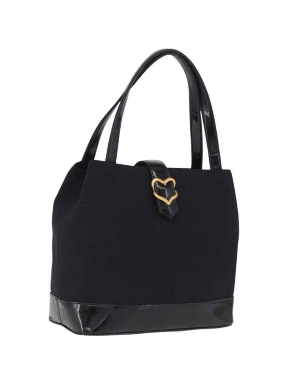Saint Laurent Tote Bag Canvas Black Gold Tone